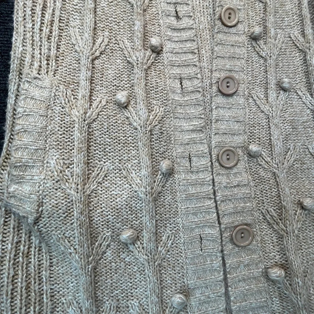 The Limited Longline Cardigan Duster M Camel Brown Wool Blend Cable Knit Peasant